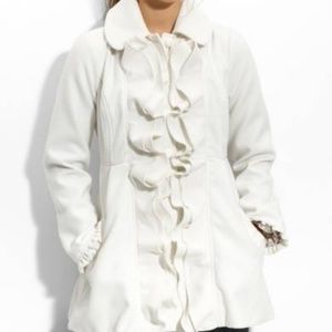 White Ruffle Trench Coat